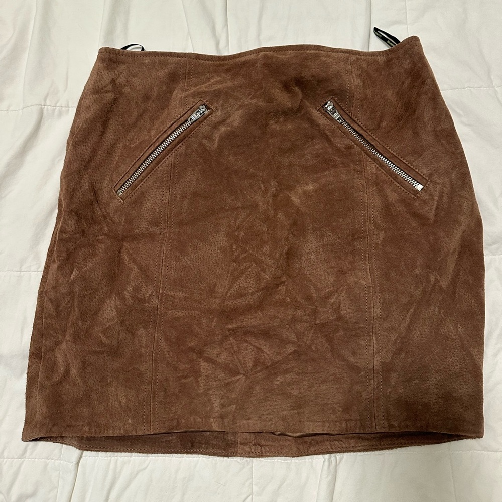 Mini brown leather skirt